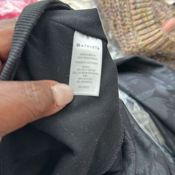 Athleta Leaf Pattern Midnight Garden Barre Leggings With Stirrups M - Picture 7 of 7